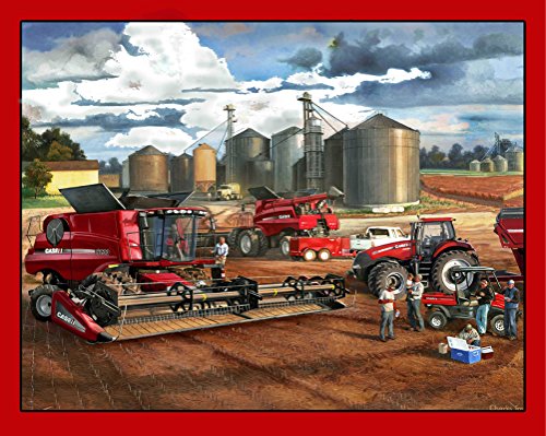 CASE IH COTTON FABRIC PANEL-CASE INTERNATIONAL HARVESTER QUILTING PANEL COTTON-CASE IH FABRIC