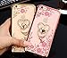 iPhone 7 Plus Floral Crystal TPU Case-Lozeguyc Soft Slim Bling Plating Rubber Cover for iPhone 7 Plus 5.5 Inch with Rhinestone Diamond and Detachable 360 Ring Stand-Rose Gold and Pink