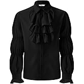Runcati Mens Pirate Shirt Ruffle Victorian Renaissance Vampire Poet Puffy Shirts Gothic Steampunk Medieval Costume
