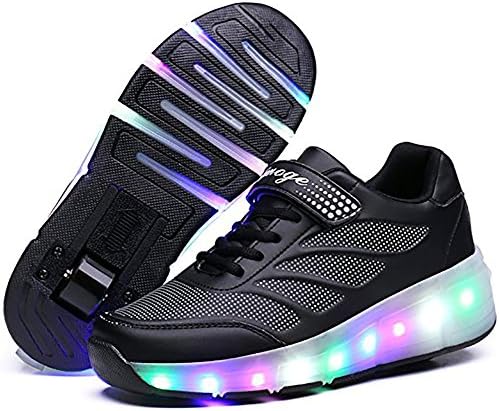 UBELLA Girl's Boy's Kids LED Light Up Single Wheel Double Wheels Roller Skate Shoes Sneakers