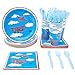 Juvale 144 Piece Airplane Birthday Party Supplies Pack with Paper Plates, Cups, Napkins, and Cutlery (Serves 24)