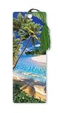 Dimension 9 3D Lenticular Bookmark with Tassel, Tropical Beach Scene Featuring Sand and Palm Trees (LBM078)