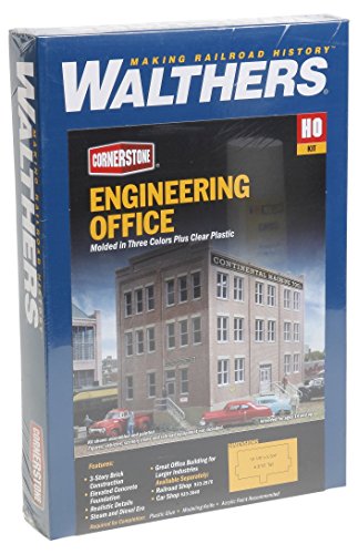 Walthers HO Scale Rail Shops Cornerstone Series174 Engineering Office Kit 10-1/8 5-3/4 6-3/16 inches  35.7 14.6 16cm