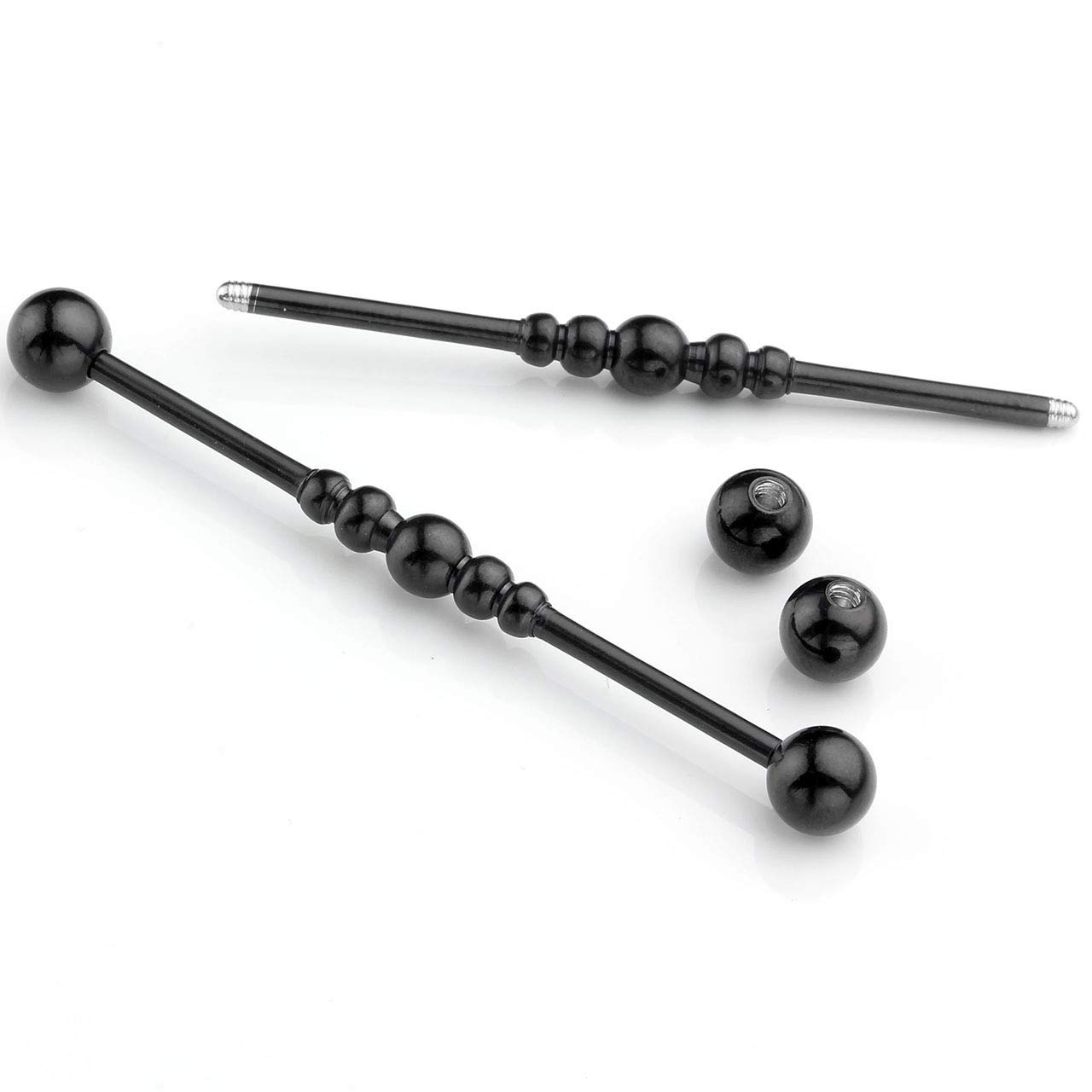 Zysta Black Ear Piercing Set Stainless Steel Tragus Helix Cartilage Nose Septum Industrial Studs Barbell Horseshoe Hoop Ring Cubic Zirconia