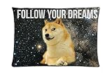 Bedding Pillow Cover Space Doge Follow Your Dreams Quote Comfortable Rectangle Pillowcase 20x30 Inch