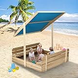 Wooden Outdoor Sandbox with Cover 47.5x47.5 Inch