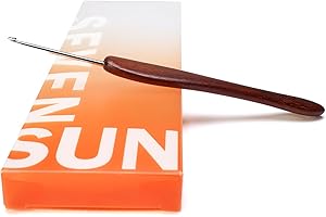 SEVENSUN 2mm Crochet Hook, Handmade Ergonomic Crochet Hooks, Stainless Steel Crochet Hook with Wood Handle, Dreadlock Crochet Hooks for Arthritic Hands, Crochet Needle Crochet Accessories Tools