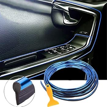 EJ's SUPER CAR Car Interior Moulding Trim, 16FT(5M) Electroplating Color Film Car Interior Exterior Decoration Moulding Trim Rubber Seal Protector Fit for Most Car(Blue)...