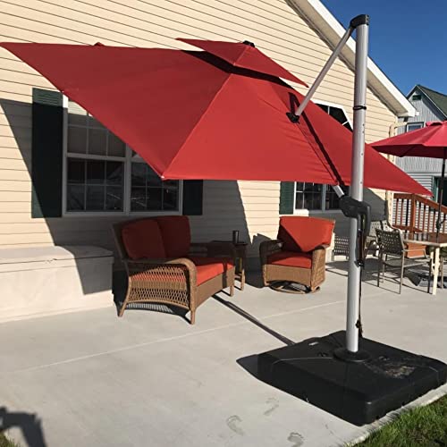 PURPLE LEAF Patio Umbrella 11 Feet Double Top Deluxe Square Offset