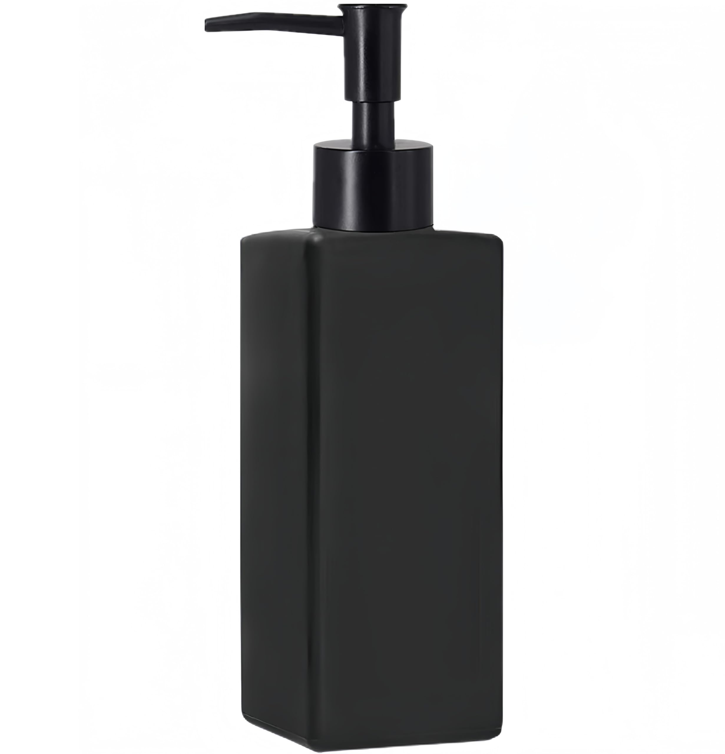 Black Soap Dispenser, Bibilan Glass Pump Bottle Dispenser, Matte Hand Wash Dispenser, Dish Detergent Lotion Liquid Shampoo Bottles for Kitchen, Bathroom, Countertop, Laundry Room Square 12 Oz