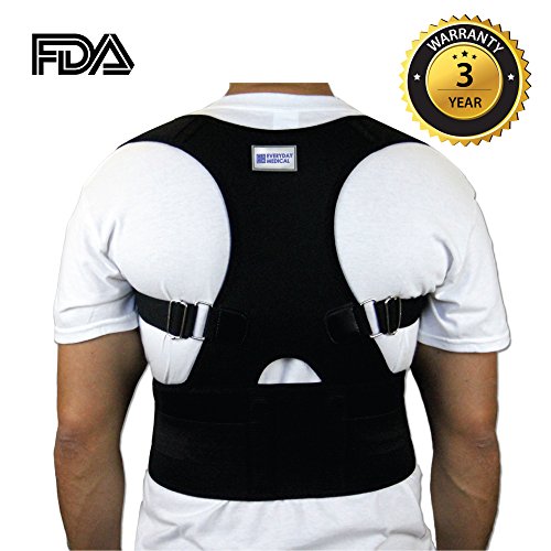 Everyday Medical Back Lumbar Support Brace, Shoulder Brace Posture Corrector For Women, Men, Senior and the Elderly, Fully Adjustable To Improves Slouching, Back Pain & Thoracic Kyphosis