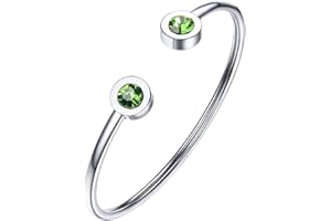 PROSTEEL Stainless Steel Birthstone Bracelet Jan - Dec Birthday,Jewelry for Women,fit Wrist from 5.5''-7.6'' in Circumference, Come with Box