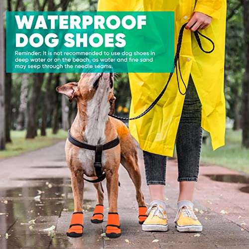 Petbobi Waterproof Dog Shoes Fluorescent Orange Dog Boots Velcro and