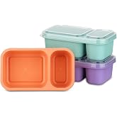 2-Compartment Reusable Snack Containers with Lids Reusable Snack Packs | Wheat Straw Food Storage Meal Prep On-the-Go Snacking