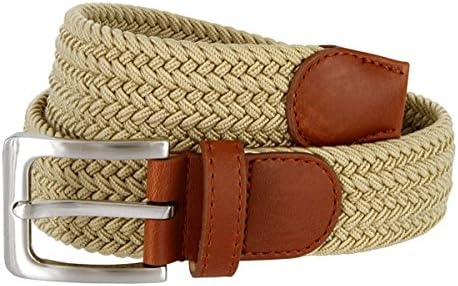 Hagora Women's Multi Braided Stretchy Contrast Leather 1-3/8" Wide Buckle Belt,Beige XXXL (47"-49")