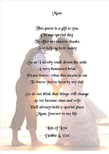 Personalised Mother of the Bride Keepsake poem A5 (card or laminated) (Card)