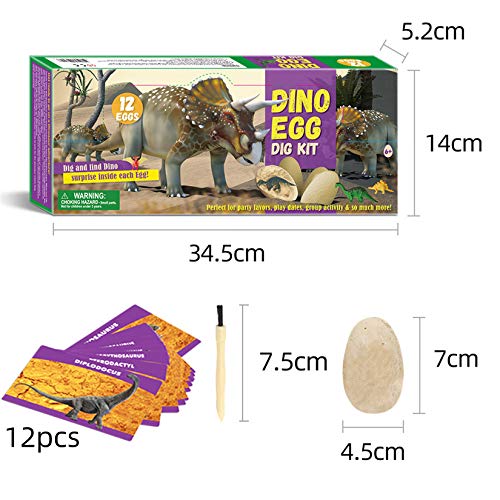 Mizzuco Dinosaur Dig Kit,12 Dino Shaped Dig Bricks with Dinosaur Figures Archaeological Excavation Educational Toys for Children Over 6 Years