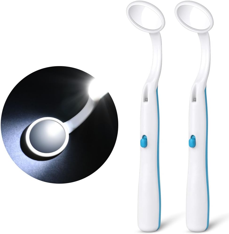 ACWOO Dental Mirror with Light 2PCS Anti Fog LED Dental Inspection Mirror