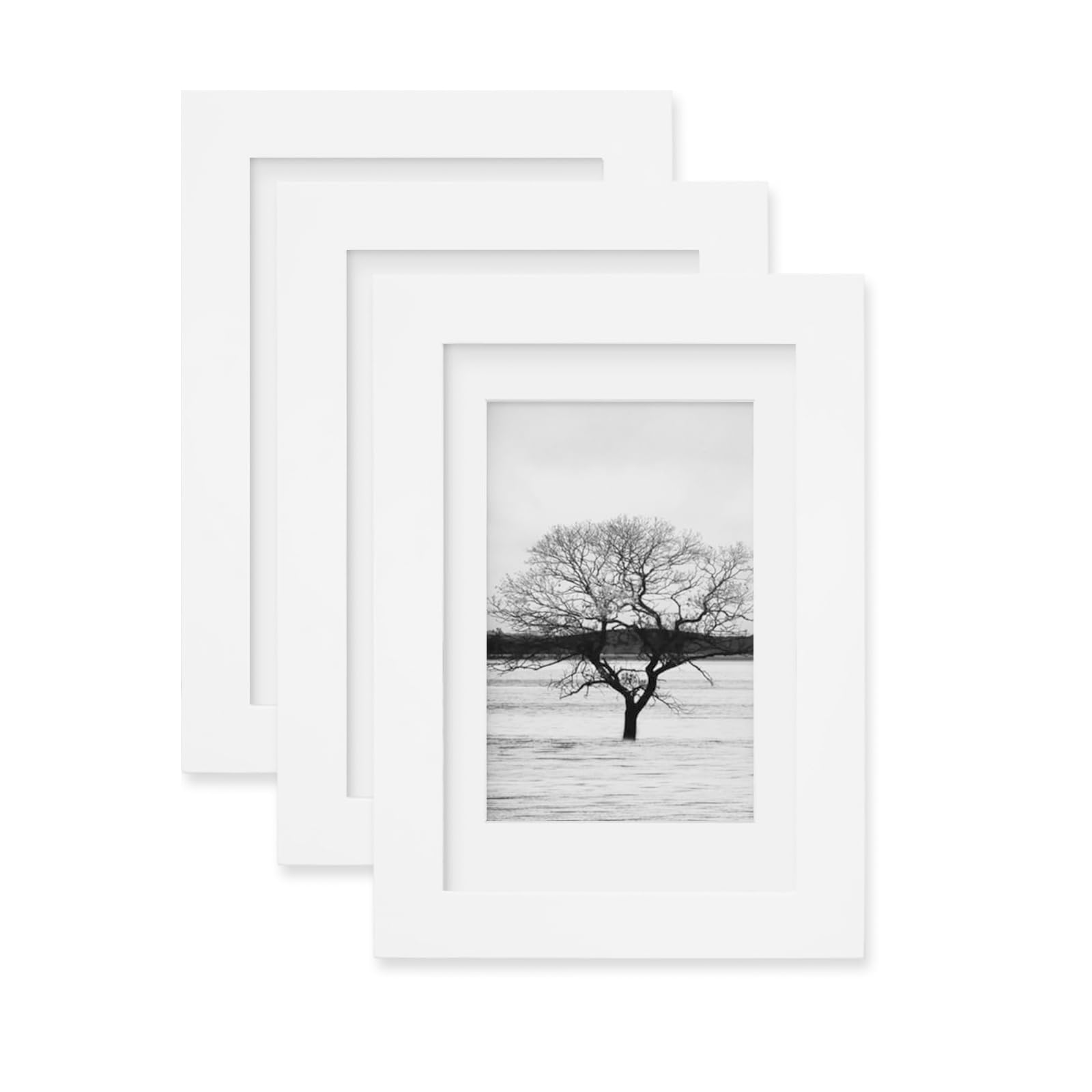 EGOFINE 6x4 Photo Frames White Set of 3,Wooden Frames Matted for 3.5x5/4x6 inch Pictures,6x4 Picture Frames for Tabletop and Wall Mounting,10x15cm Small frames for Portrait, Printing, Landscape — image 1