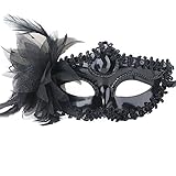 Coxeer Masquerade Mask Pure Color Venitian Mask Mardi Gras Mask with Flower