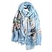 STORY OF SHANGHAI Womens 100% Mulberry Silk Head Scarf For Hair Ladies Floral Scarf