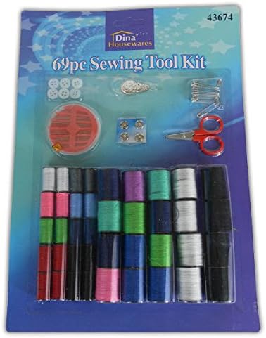 69pc SEWING KIT - TREADS REELS CRAFTS ART SCISSOR SET TOOL NEEDLES BUTTONS SEW