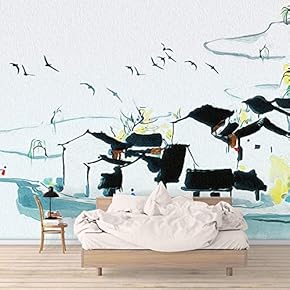 Wall Mural Traditional Chinese Ink and Wash Painting Removable Self-Adhesive Large Wallpaper - 66x96 inches