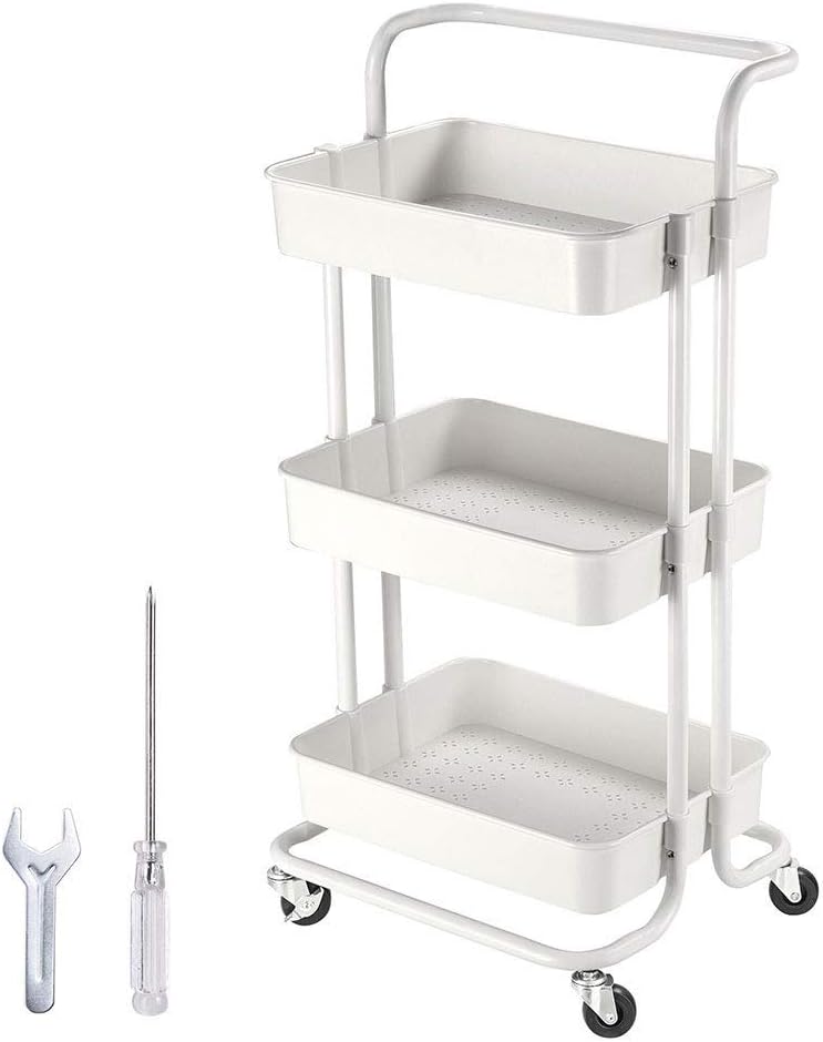 Chi Mercantile Multipurpose Organizer Hair Salon Nail Spa Rolling Utility Trolley Storage Cart with 3 Shelves Workstation (Black): Health & Personal Care