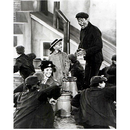 Mary Poppins (1964) 8 inch x10 inch photograph B&W Dick Van Dyke Standing & Singing Among Several Chimney Sweeps kn