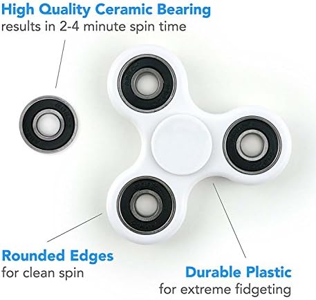 Fidget Spinner Toy &amp; Anti-Anxiety Stress Reducer by FEDOLI ✮ Best Relieves ADHD &amp; Boredom Ceramic Cube Bearing For Kid &amp; Adult ✮ Premium Quality (White)