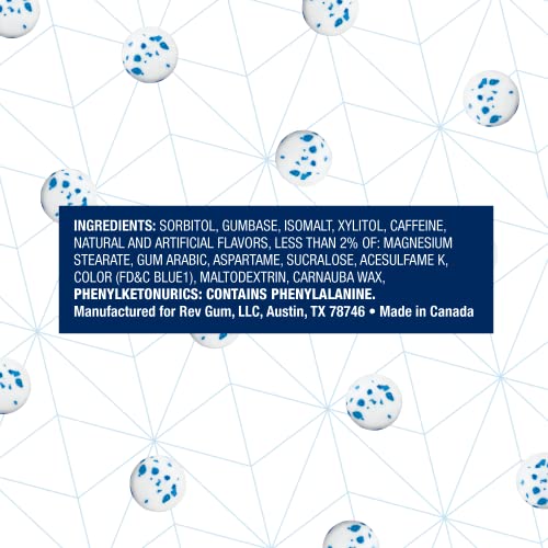 Rev Gum Caffeine Energy Gum Extra Strength 100mg of Caffeine per Gem