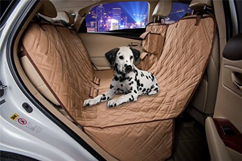 VIEWPETS Tan Dog Car Seat Cover Waterproof Heavy Polyester Non-slip Pet Quilted Hammock Rear Seat Cover