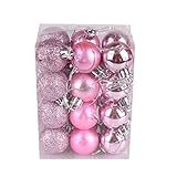 Sumen 24-Pack 30mm Christmas Tree Ball Bauble Hanging Home Party Decor (Pink)