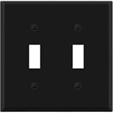 ENERLITES Double Toggle Light Switch Metal Cover Plate, 2-Gang Black Matte | Fits double toggle switches, Rust-proof stamped steel, Smooth matte finish, Standard 2-gang, 3-year warranty, 7712-BM