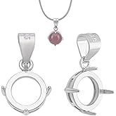 PH PandaHall 2pcs 925 Sterling Silver Blank Bezel Pendant Trays 16mm Round Bezel Frame Tray Setting Pendant Charm Gemstone Support for Cabochon Gems for DIY Necklaces Jewelry Crafts Making