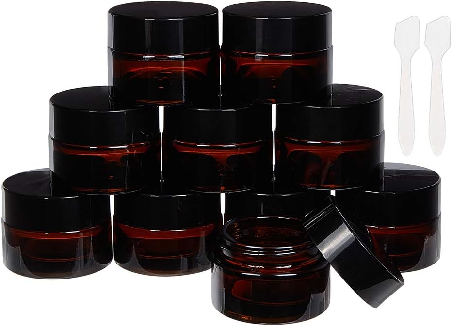 BENECREAT 15 Pack 15ml/15g Dark Amber Cosmetic Glass Jars with White
