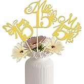 KEWUFD Mis 15 Centerpiece Sticks Mis 15 Anos Birthday Table Centerpieces Hello 15 Birthday Party Decorations Cheers to 15 Years Anniversary Party Decor Sign 12PCS Gold Glitter