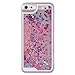 Yoption Transparent Plastic 3D Glitter Quicksand and Heart Liquid Case for Apple iPhone 5 5S SE