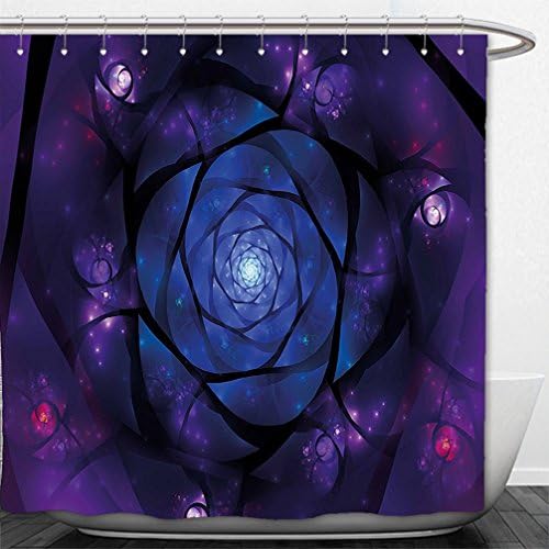 Interestlee Shower Curtain Mandala Mystical Psychedelic Indian Universe Symbol in Space Sacred Motif Art Print Dark Purple Blue