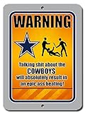 Funny Warning Football Cowboys 9x12 Aluminum Sign Wall Art