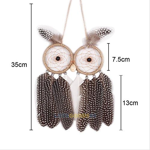 Handmade Dream Catcher With Feathers Wall Hanging Decoration Ornament-Owl Brown