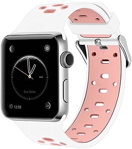 Apple Watch Band 38mm 42 mm, Raingold Soft Silicone Sport Strap Replacement Bracelet Wristband for Apple Watch Series 3, Series 2, Series 1, Nike+