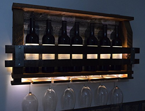 Lighted - Barn wood wine rack