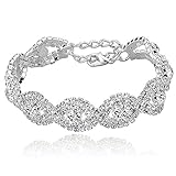 Miraculous Garden Silver Plated Clear Crystal Rhinestone Wedding Link Tennis Bracelet