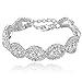 Miraculous Garden Silver Plated Clear Crystal Rhinestone Wedding Link Tennis Bracelet