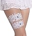 GARGALA Wedding Garters for Bride Bridal Lace Garter Set with Blue Rhainstone Crystal (White Blue, Large)