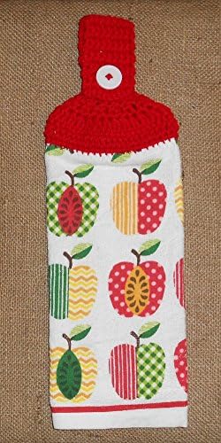Crazy Apples Crocheted Top Hanging Towel , Double Sided