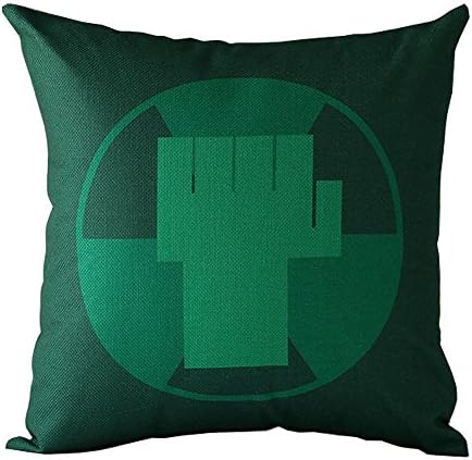 HUKG Super Hero Logo Cotton Linen Throw Pillow Design Creative Personality Cushion (Green pillowcase)