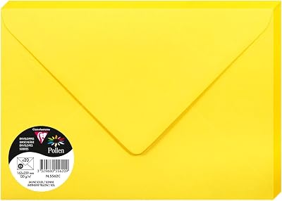 Clairefontaine 5562C Envelopes Pack 20 C5 16.2x22.9cm 120gsm Pollen Yellow