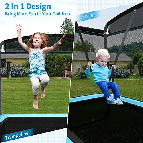 Giantex 6 Ft Kids Trampoline with Swing, Max Load 220lbs, Indoor Small